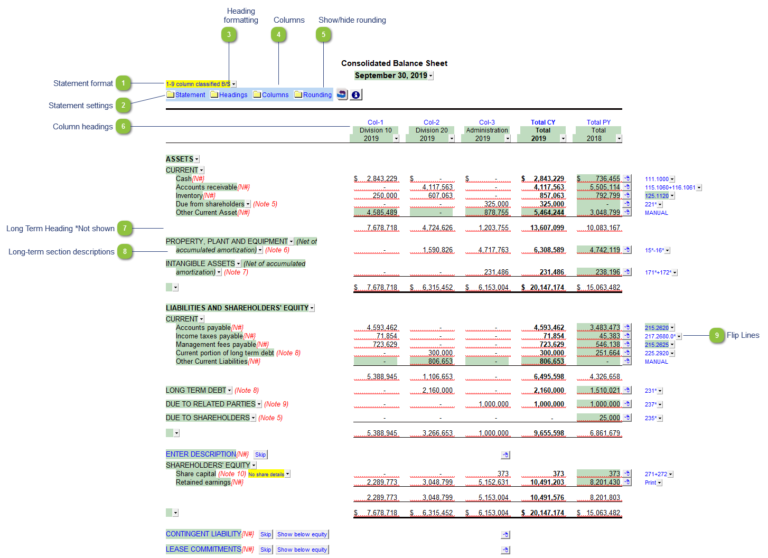 balance financiero con columnas y numeros