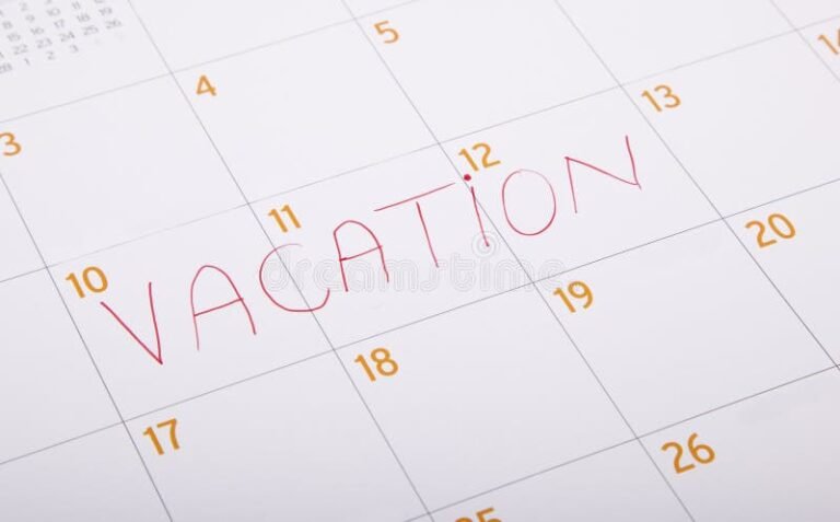 calendario con dias marcados para vacaciones