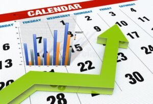 calendario financiero con graficos y negocios