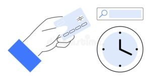 mano sosteniendo tarjeta de credito y reloj