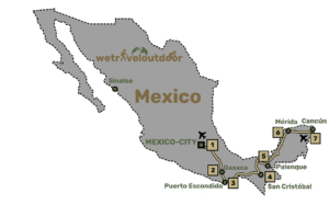 persona comprando en linea con mapa colombia mexico