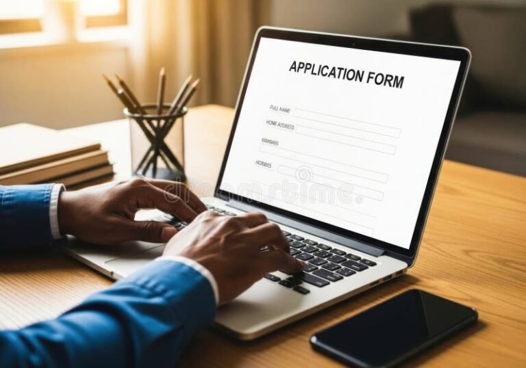 persona llenando formulario con computadora portatil