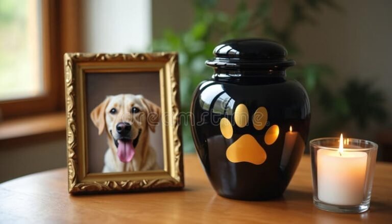 tumba con urna funeraria para mascota